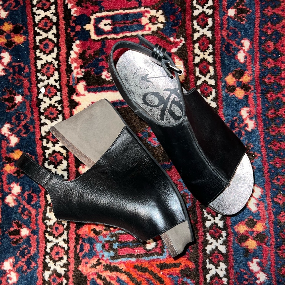 OTBT Black Leather Platform Wedge